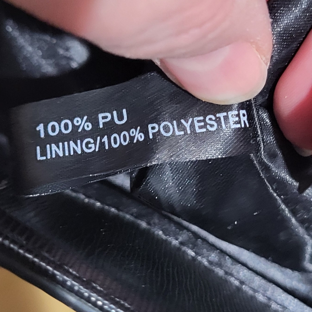 Black & White Faux Leather Lined Tote Bag - Picture 5 of 8